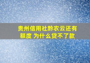 贵州信用社黔农云还有额度 为什么贷不了款